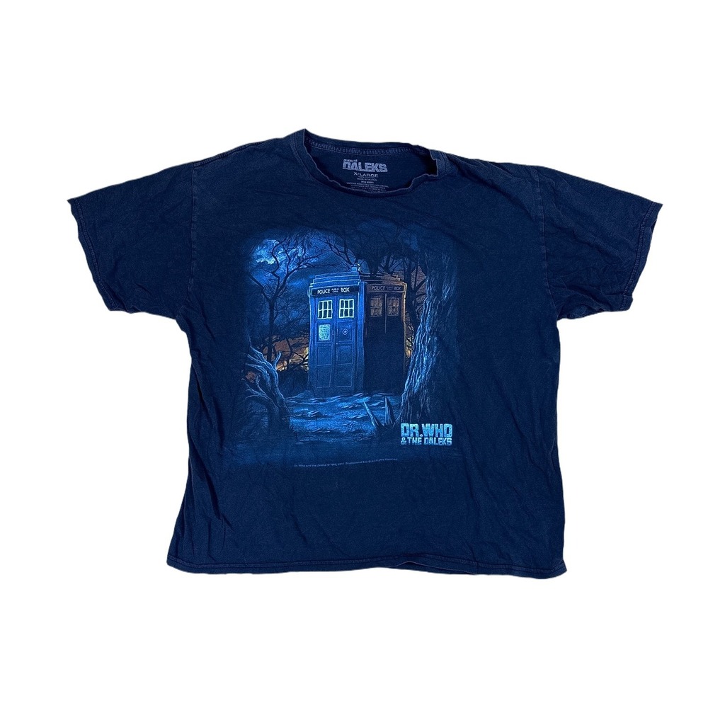 Dr. Who & The Daleks T-Shirt Mens XL Navy Blue Good Tardis Graphic Tee